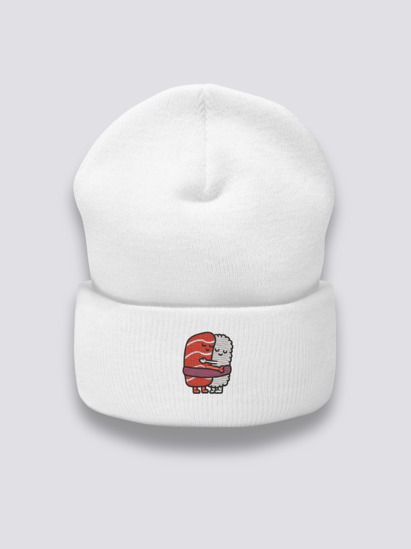 Bonnet japonais à un nigiri au saumon brodé, coloris blanc - Japanstreet