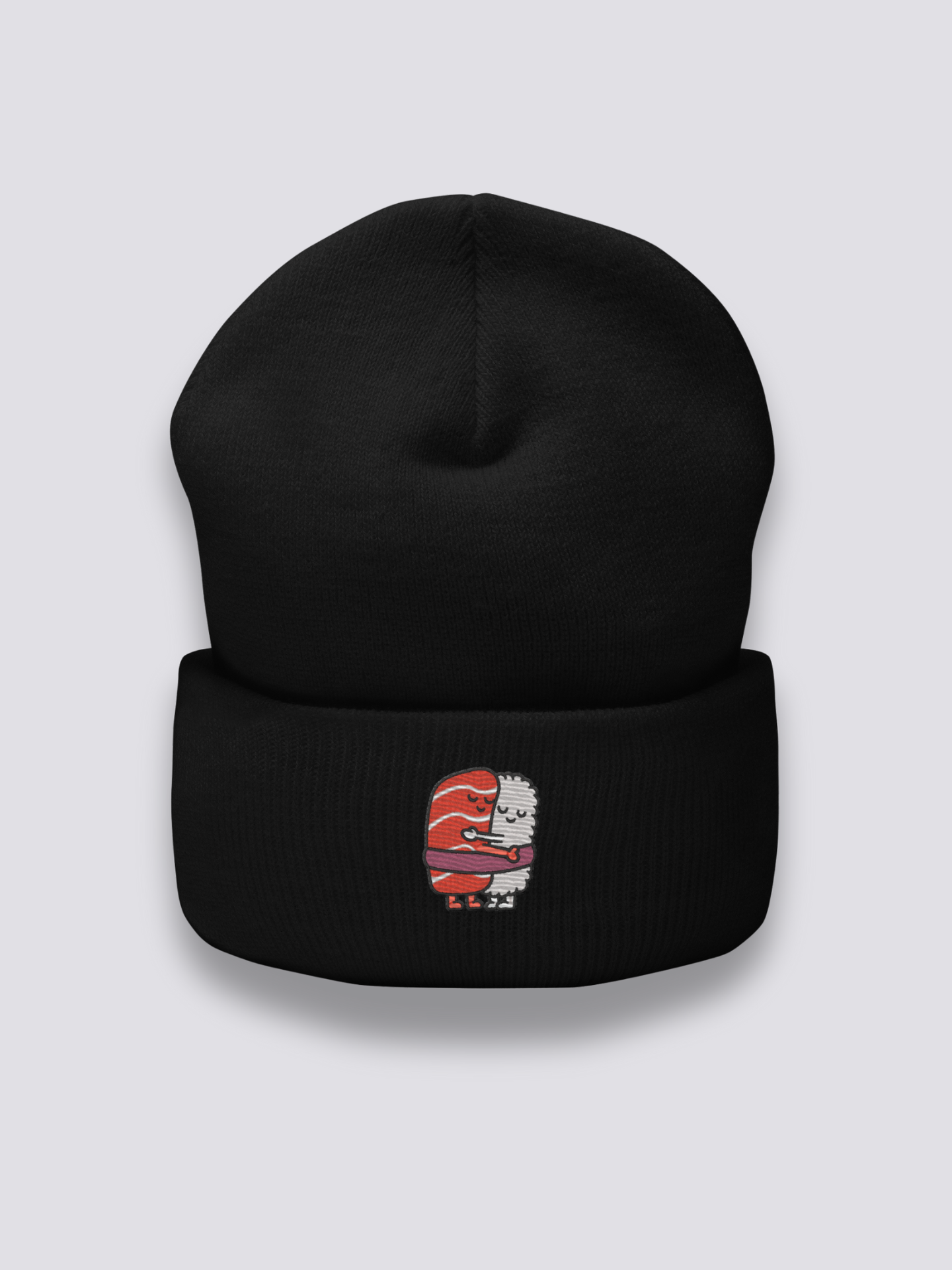 Bonnet japonais à un nigiri au saumon brodé, coloris noir - Japanstreet