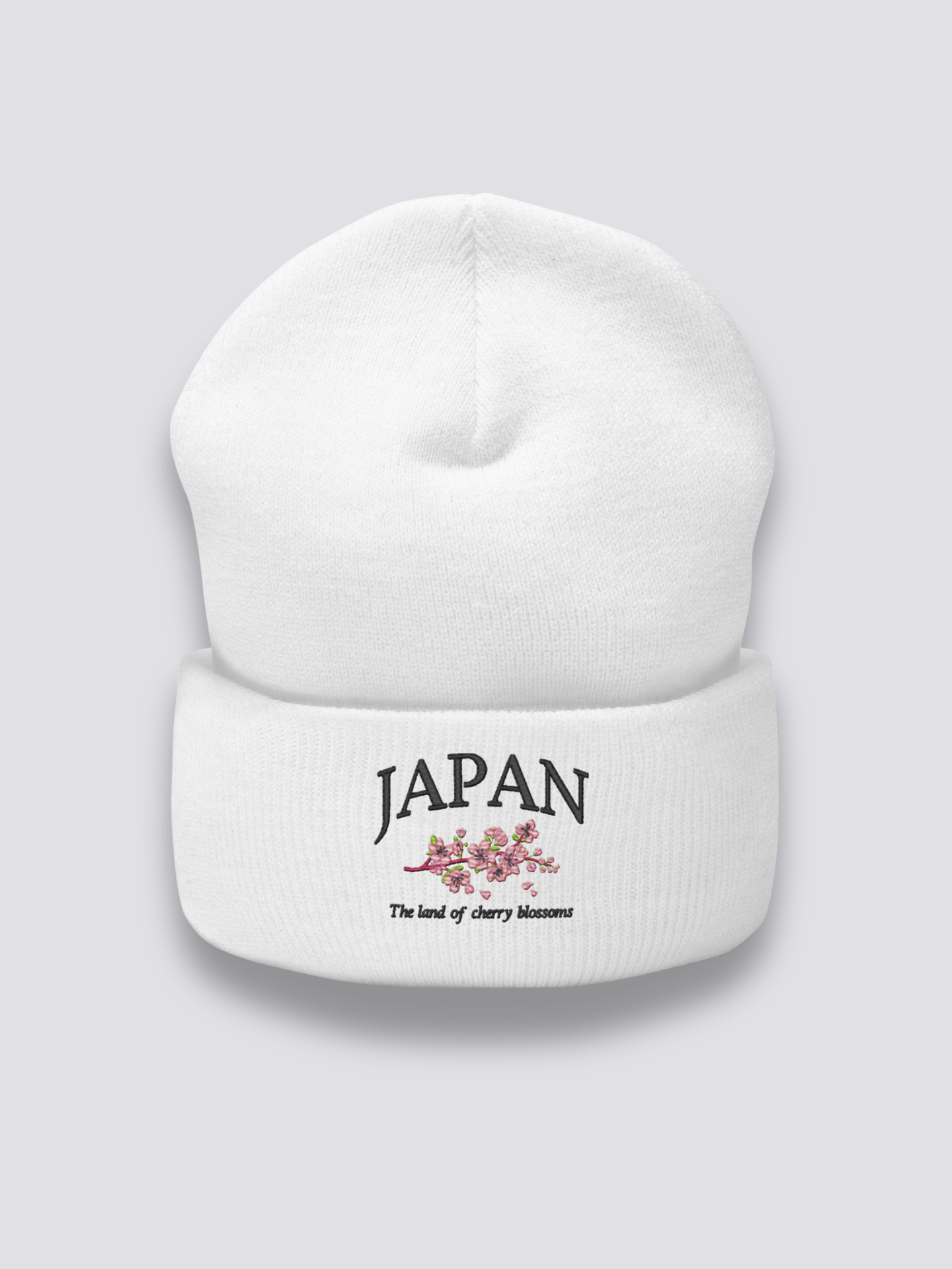Bonnet japonais à des fleurs de cerisier sakura brodées, porté - Japanstreet