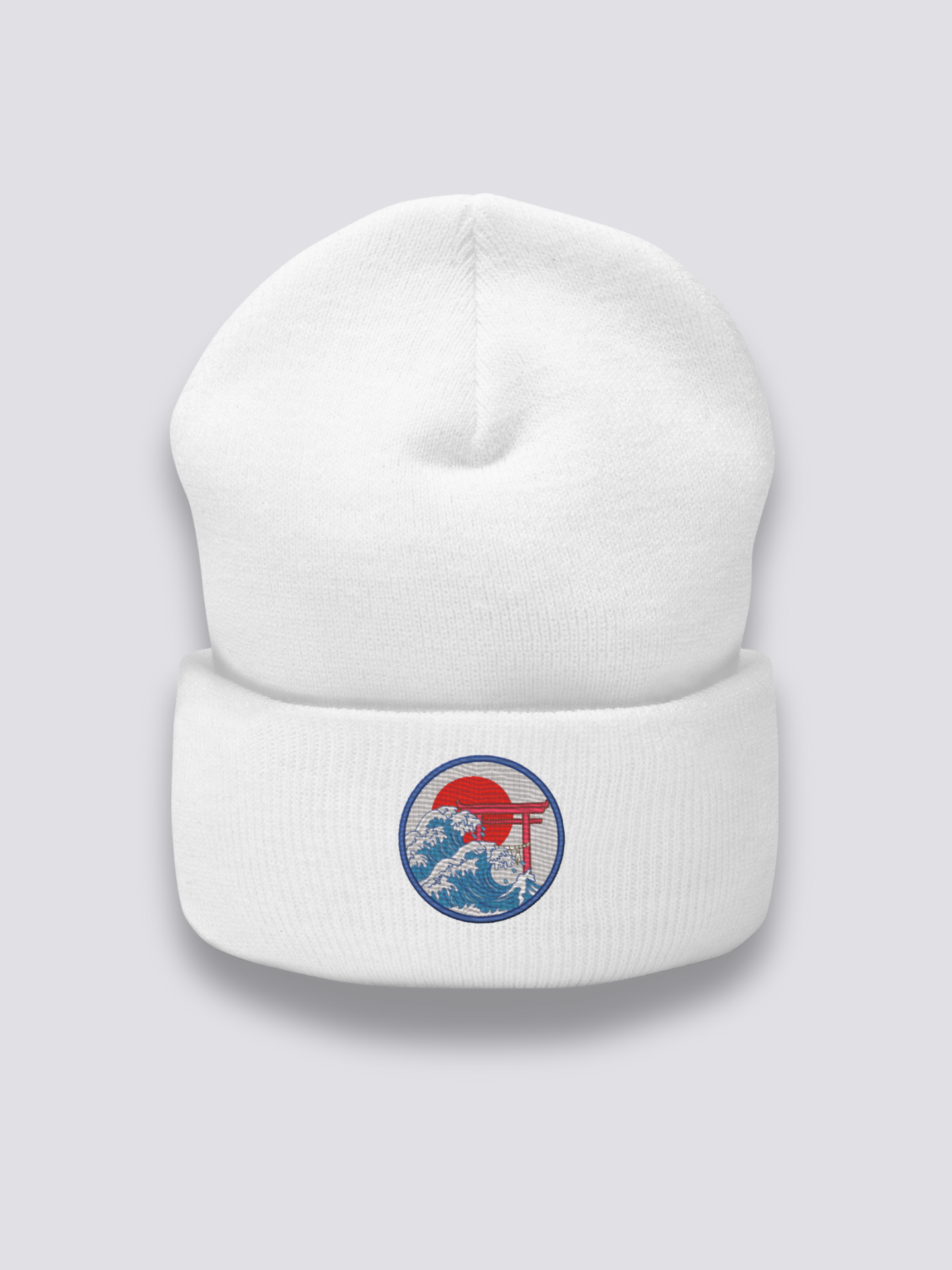 Bonnet japonais à un emblème japonais minimaliste brodé, coloris blanc - Japanstreet