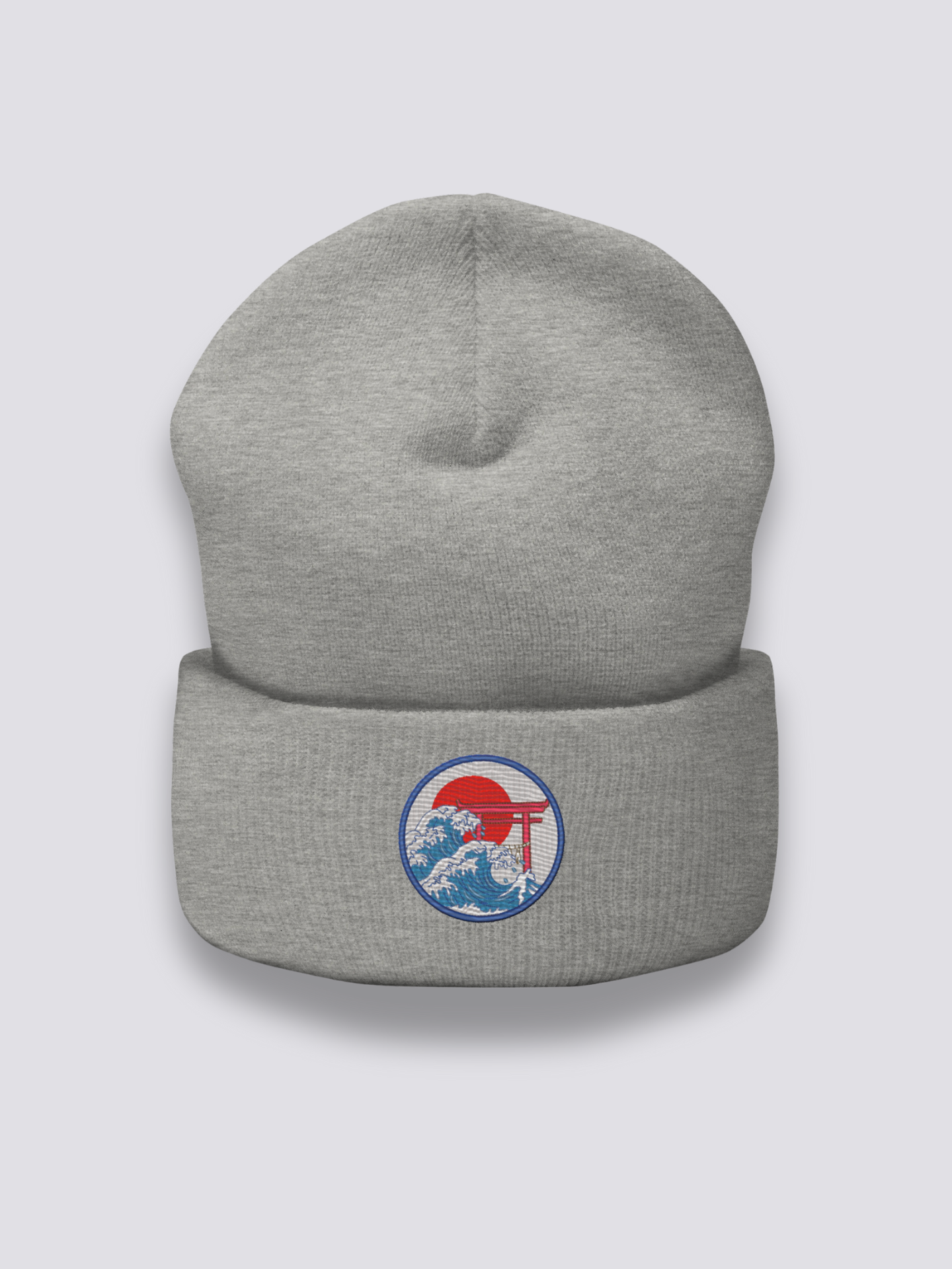Bonnet japonais à un emblème japonais minimaliste brodé, coloris gris foncé - Japanstreet