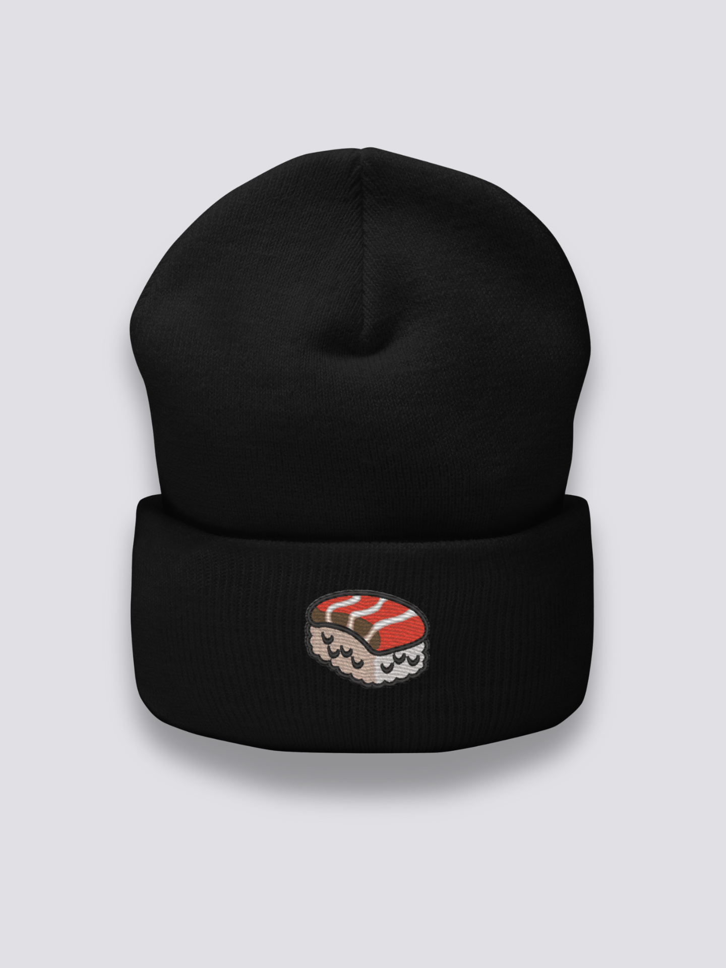 Bonnet japonais à un nigiri au saumon brodé, coloris noir - Japanstreet