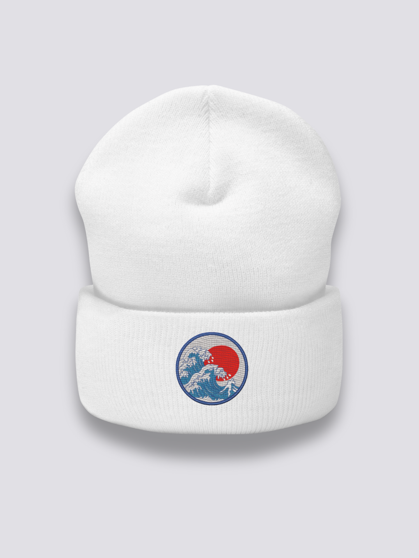 Bonnet japonais à la grande vague de Kanagawa brodée, coloris blanc - Japanstreet