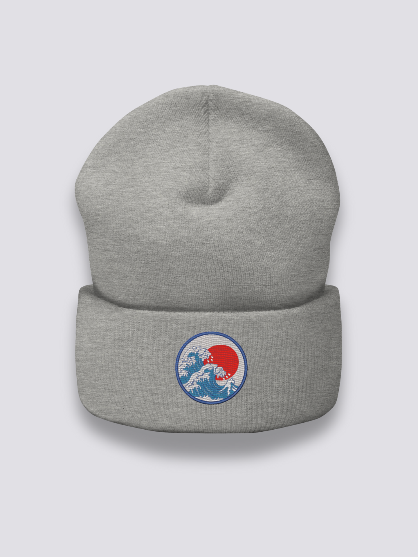 Bonnet japonais à la grande vague de Kanagawa brodée, coloris gris foncé - Japanstreet