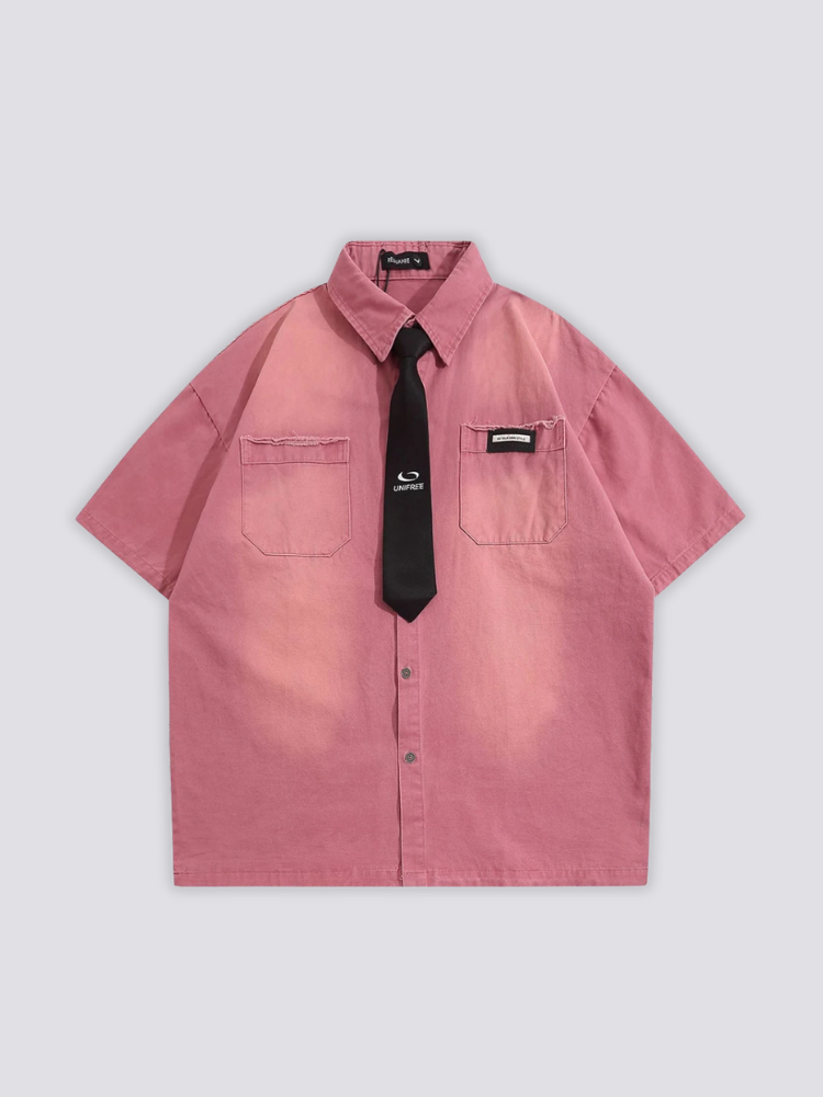 Chemise avec Cravate rose
