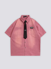 Chemise avec Cravate rose