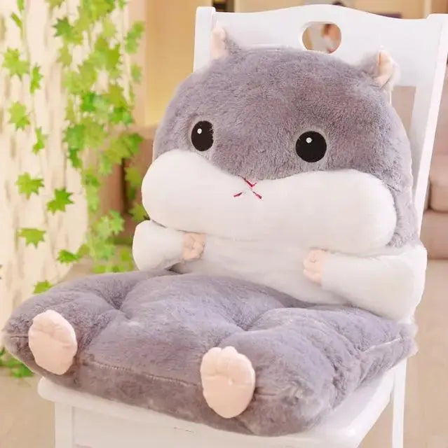 Siège-coussin Itami peluche en forme de hamster pour enfant en 4 couleurs gris orange marron rose — vue principale du produit