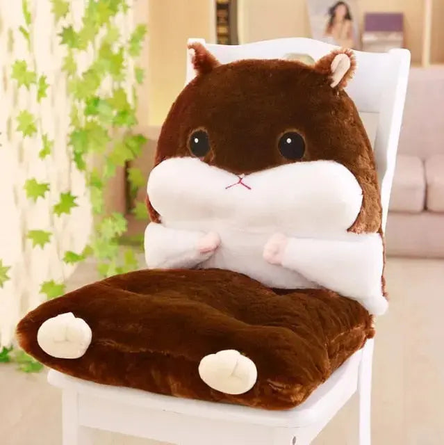 Siège-coussin Itami peluche en forme de hamster pour enfant en 4 couleurs gris orange marron rose — vue de détail textile — J