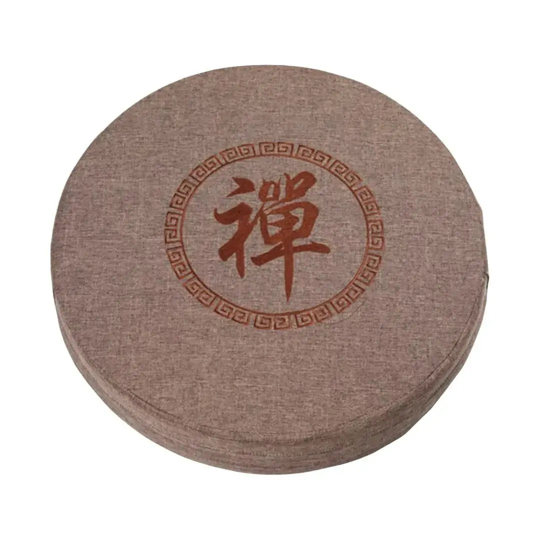 Coussin Asahi zafu rond ferme pour méditation zazen en 4 teintes blanc gris marron rouge — vue de dos — Japanstreet