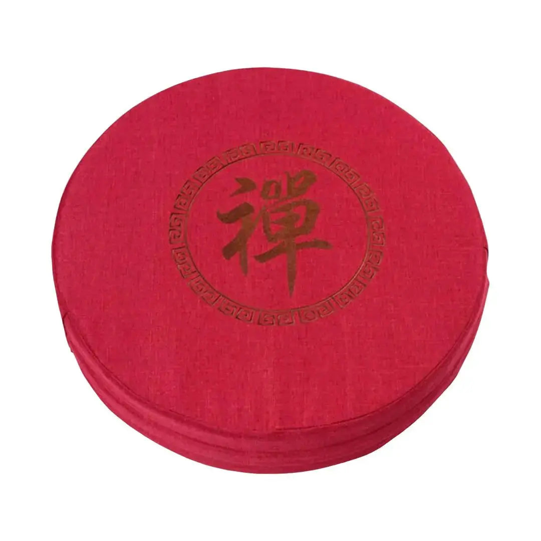 Coussin Asahi zafu rond ferme pour méditation zazen en 4 teintes blanc gris marron rouge — vue avec accessoire — Japanstreet