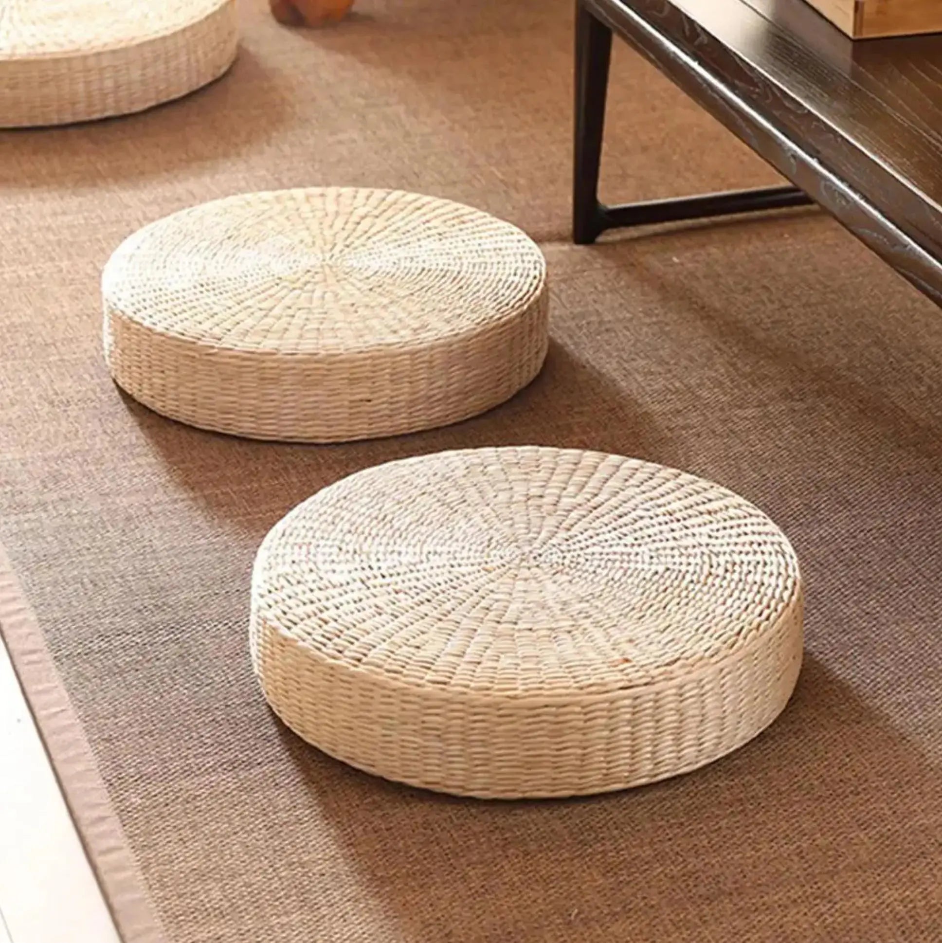 Coussin japonais rond en paille tressée 'Kuna' Japanstreet