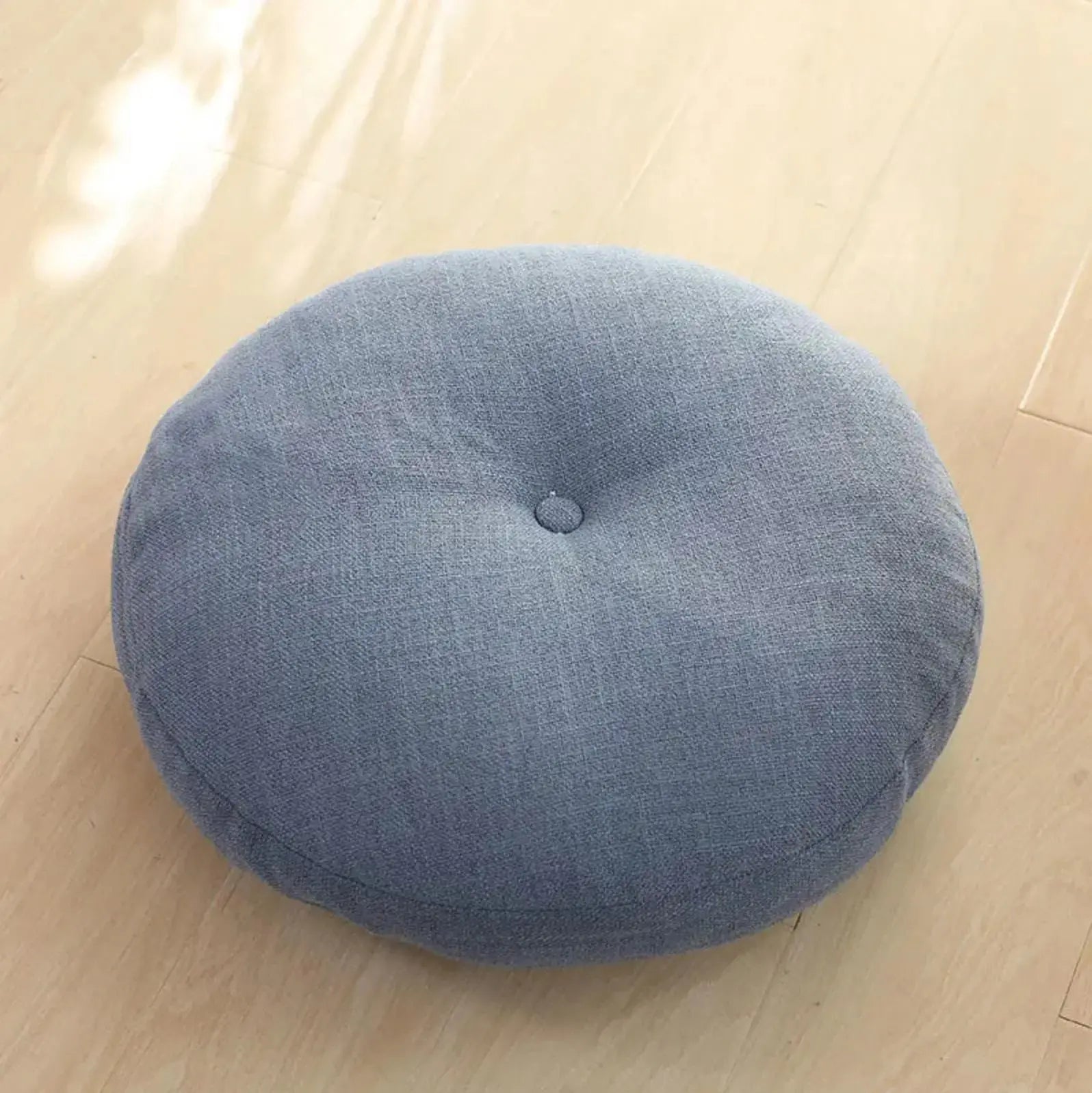 Coussin rond bombé monochrome en coton-lin uni 4 teintes turquoise beige navy marron — vue alternative — Japanstreet