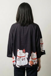 Veste Kimono Rose Femme 'Maneki Neko'