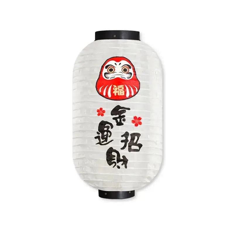 Lanterne chōchin japonaise en papier washi à motif daruma porte-bonheur rouge — format 20×25 cm — Japanstreet