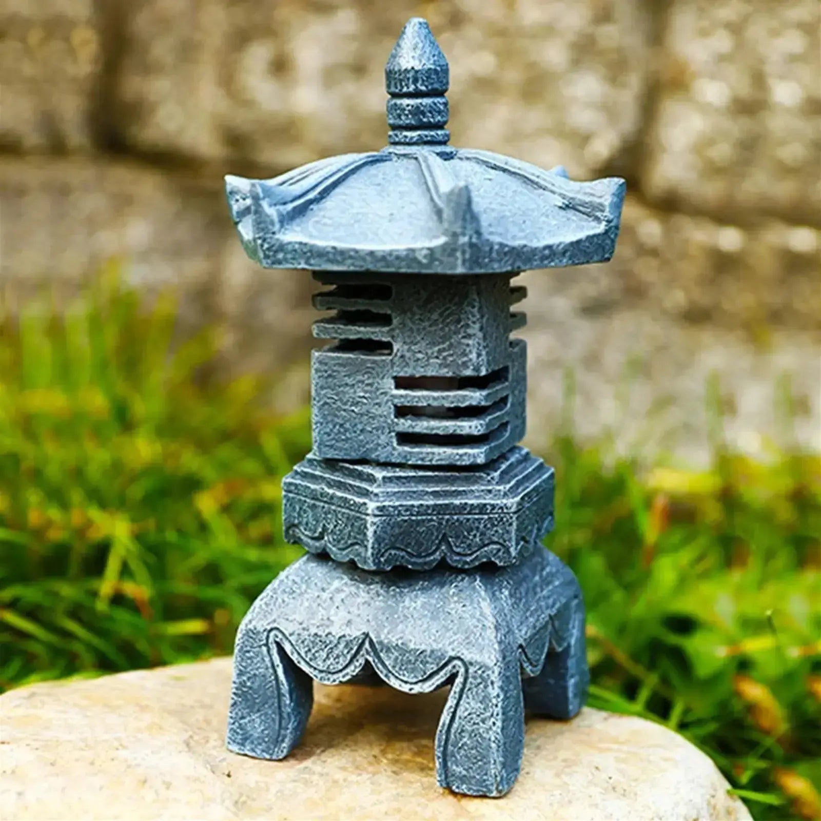 Tōrō solaire LED style Aomori en pierre reconstituée — vue de face — Japanstreet