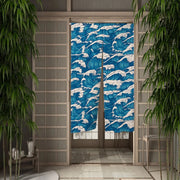 rideau noren au motif de vagues japonaises