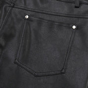 Short en Cuir Noir - レザー