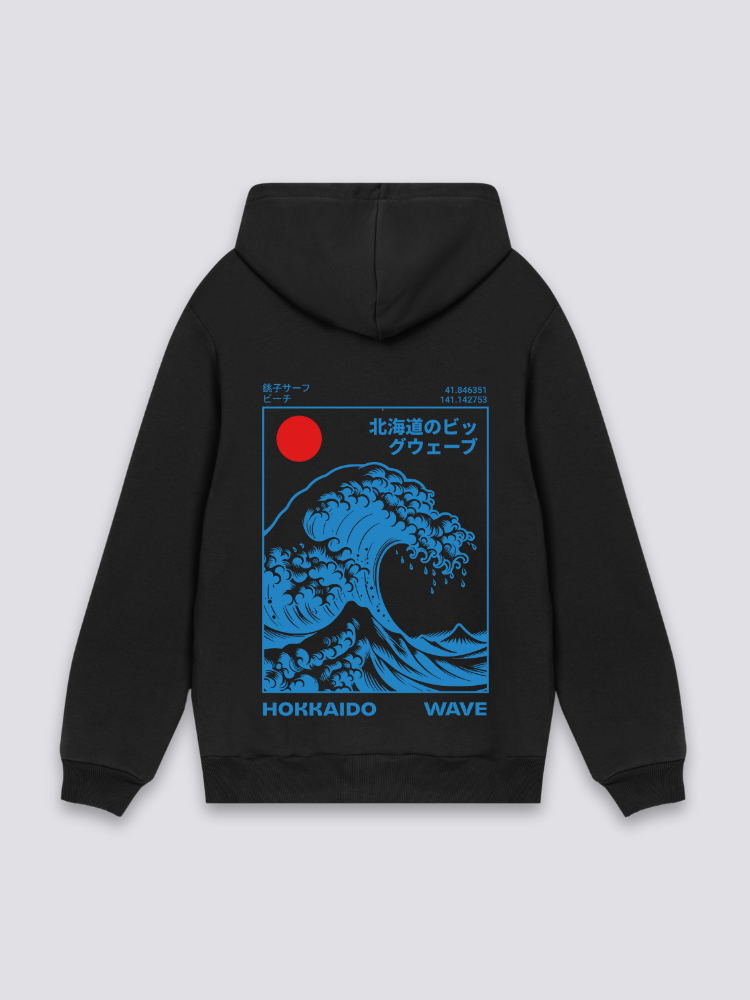 Sweat à Capuche The Great Wave Kanagawa - Streetwear Japonais, Design Artistique Rétro