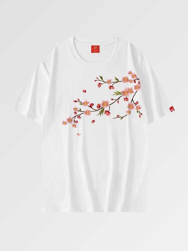 t-shirt broderie japonaise au motif sakura