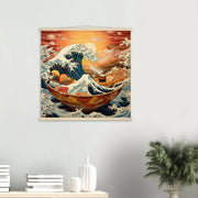 Le tableau japonais représentant l'art moderne au motif de vague kanagawa dans un Ramen