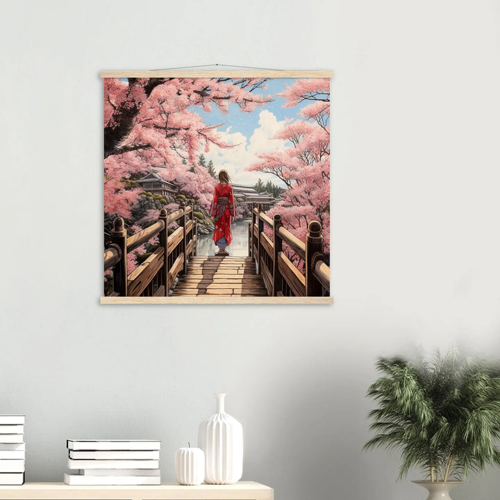 Apaisez votre intérieur en exposant dans votre salon ce magnifique tableau orné de cerisier japonais