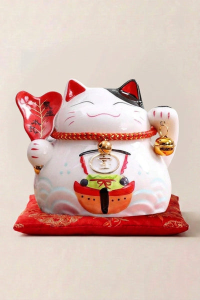 Chat Japonais Tirelire 'Feuille d'Érable'