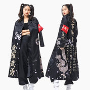 Cosplay 'Kuro Ryu' – Tenue Japonaise noire dragon calligraphies blanches