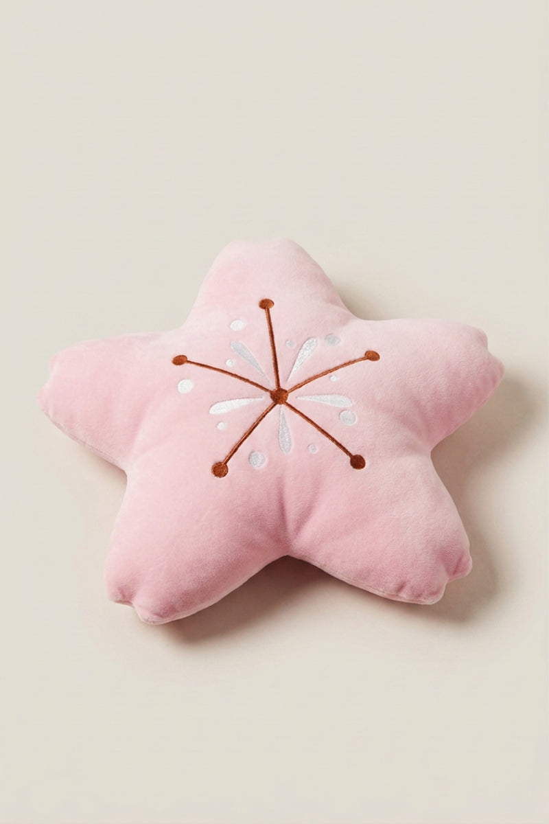 Coussin japonais 'Shuka' coloris rose pâle — coussin en peluche en forme d'étoile de mer à cinq branches, coutures rayonnantes brodées