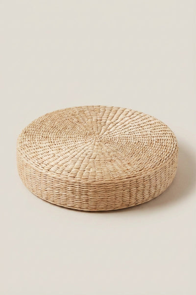 Coussin japonais rond en paille tressée 'Kuna'