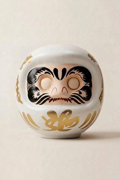 Daruma Tirelire Blanc Yeux Vides Mariage