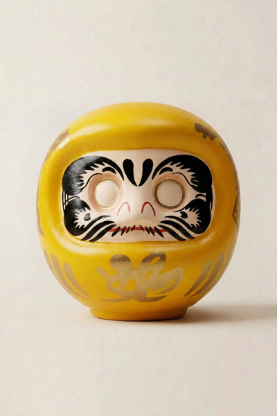 Daruma Tirelire Jaune Yeux Vides Examens