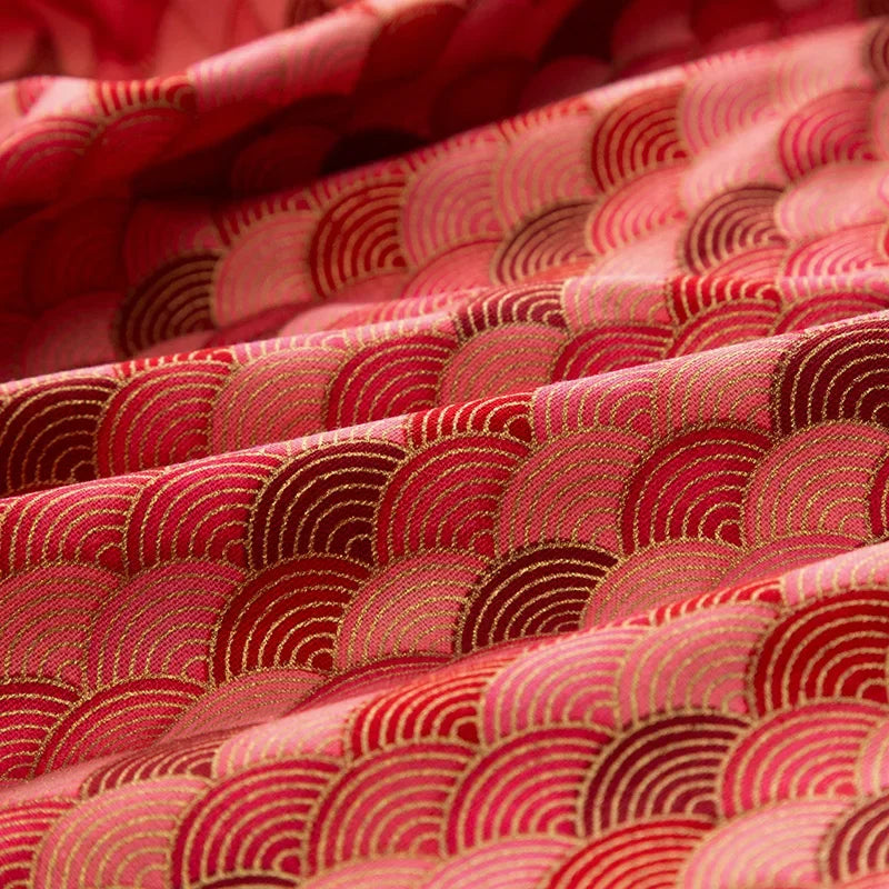 Furoshiki 'Akai Nami' Motif Seigaiha Rouge Corail