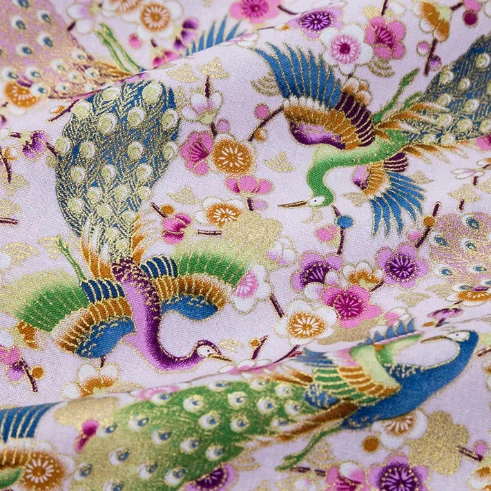 Furoshiki 'Kujaku Hana' Paons Multicolores et Pruniers
