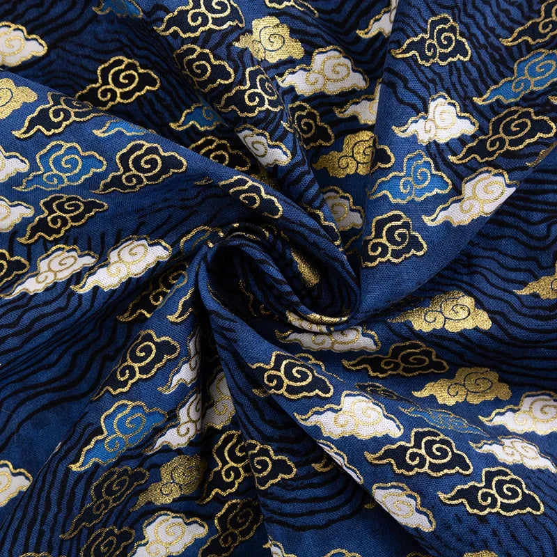 Furoshiki 'Kumo Yoru' Nuages Dorés Bleu Nuit