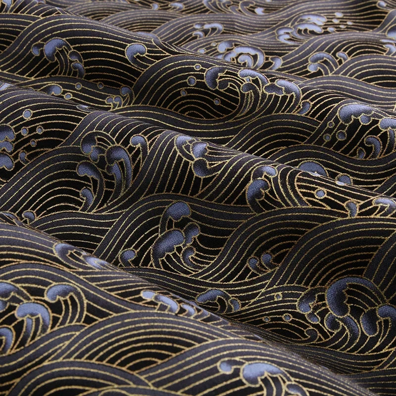 Furoshiki 'Kuro Nami' Vagues Hokusai Noir et Or