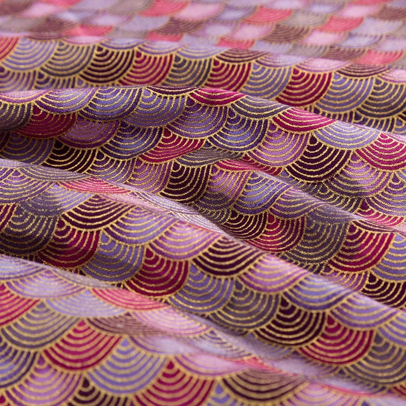 Furoshiki 'Murasaki Nami' Vagues Pourpres Dorées