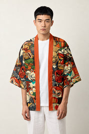 Haori Anime Nihon no Shinboru porté par un homme, vue de face.