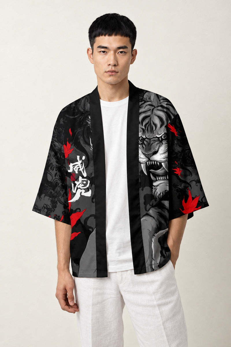 Haori Cosplay Japan Taiga porté par un homme, vue de face.