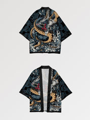 Haori dragon The Ryu-Jin motif dragon bleu vagues style traditionnel japonais Japanstreet