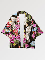Haori femme traditionnel Sakaide coupe ample manches kimono motifs nature Japanstreet