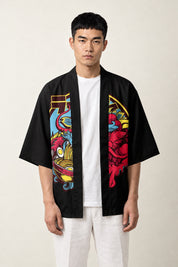 Haori Jacket Dragon x Ramen porté par un homme, vue de face.
