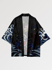 Haori japonais Carpe Koi x Sakura coupe ample manches kimono streetwear nippon Japanstreet