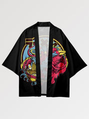 Haori japonais Dragon x Ramen coupe ample manches kimono streetwear graphique Japanstreet