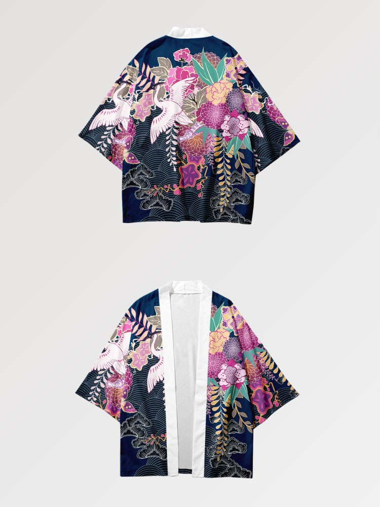 Haori japonais femme Kanoya bleu marine streetwear nippon élégant Japanstreet