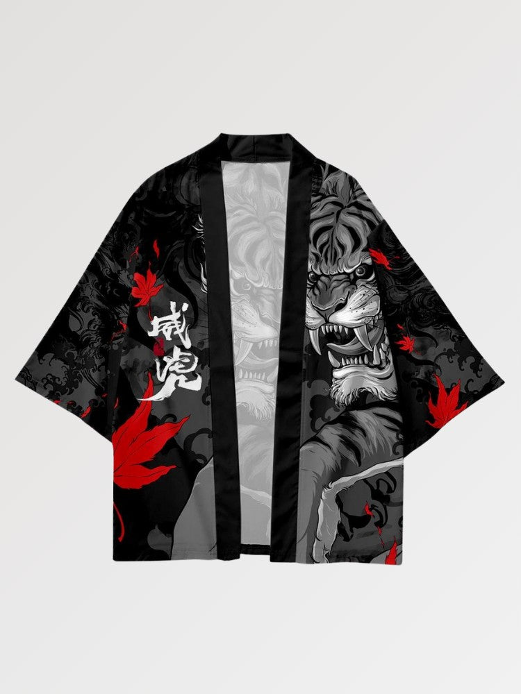 Haori japonais Japan Taiga coupe ample manches kimono streetwear tigre samurai Japanstreet
