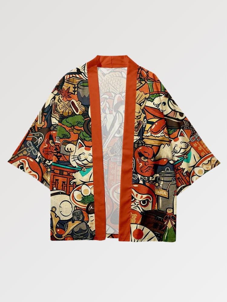 Haori japonais Nihon no Shinboru coupe ample manches kimono streetwear anime kawaii Japanstreet