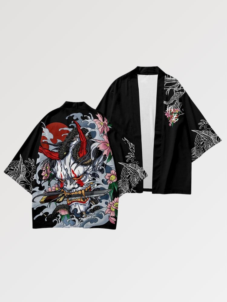 Haori japonais Takeshido Oni coupe ample manches kimono streetwear samurai Japanstreet