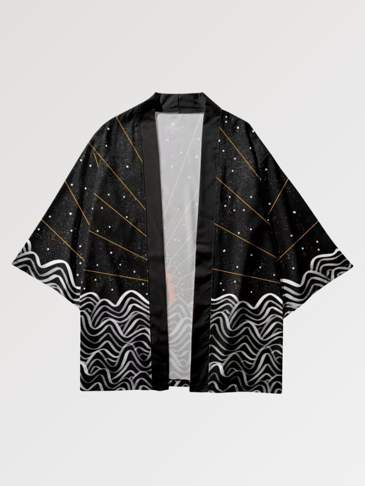 Haori japonais Tsuki no Taiyo coupe ample manches kimono style traditionnel Japanstreet