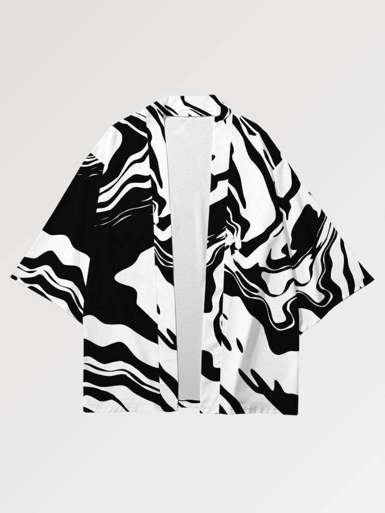 Haori japonais Yuokara coupe ample manches kimono streetwear monochrome Japanstreet