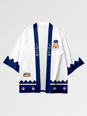 Haori kawaii Shiba Inu blanc bleu marine streetwear japonais coupe ample Japanstreet
